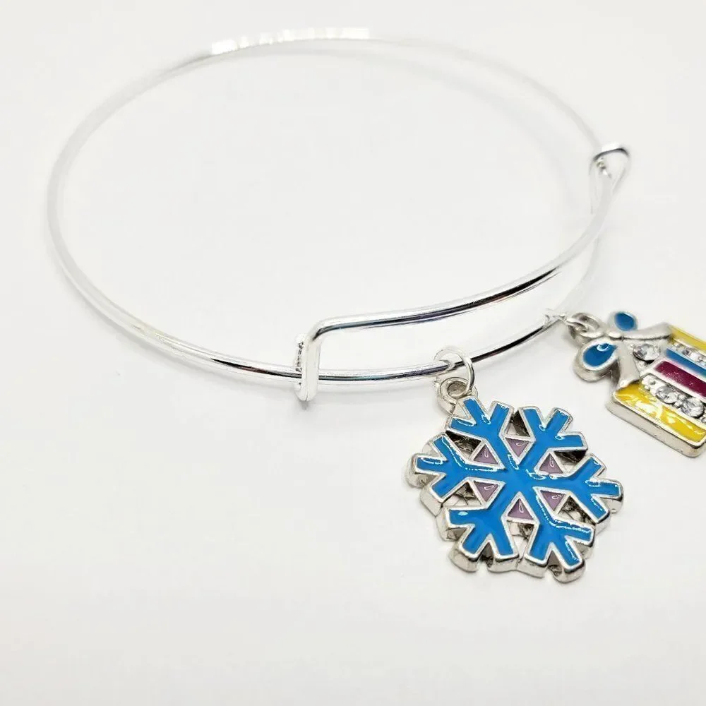 Silver Christmas Present Charm Bracelet